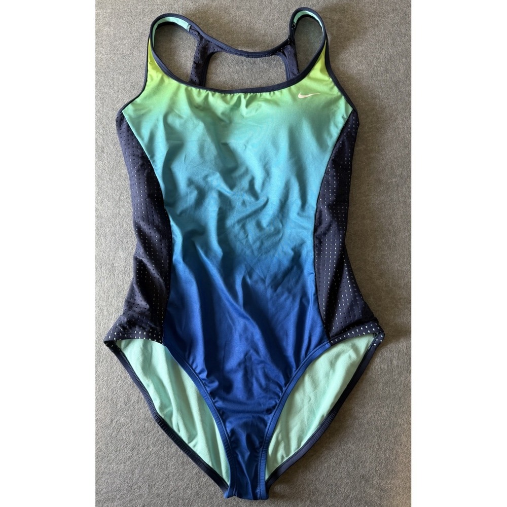 Summer Beach Vacation Nike Spectrum Keyhole Back Mesh Side One Piece Swimsuit